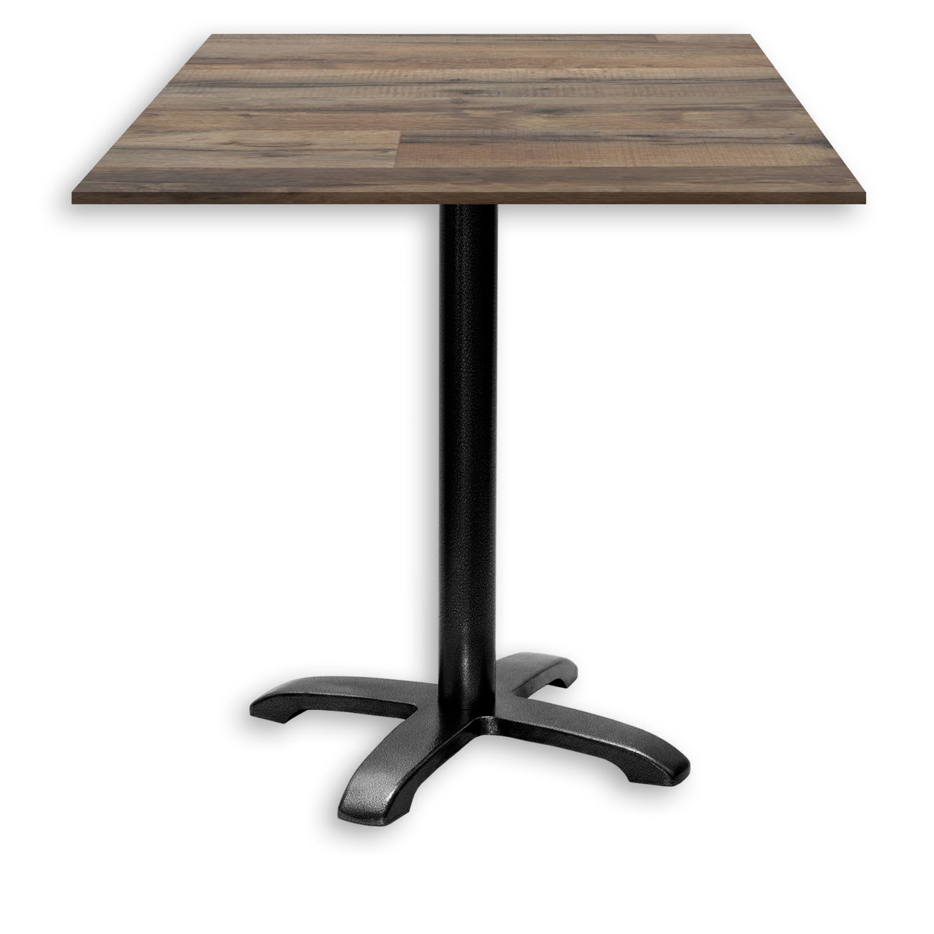 Table de restaurant Bazila - bois avec piétement noir en fonte - plateaux carrés ou ronds sur mesure_0