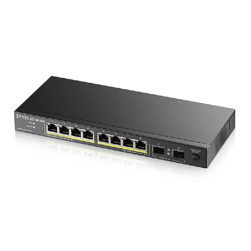 Zyxel GS1100-10HP v2 Non-géré Gigabit Ethernet (10/100/1000) Connexion Ethernet, supportant l'alimentation via ce port (PoE) Noir_0