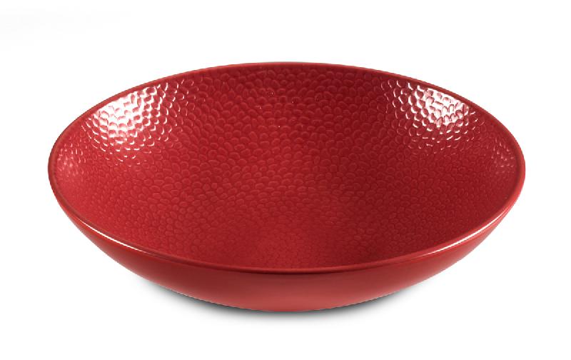 ASSIETTE COUPE CREUSE ROND ROUGE GRÈS Ø 25 CM STONE MEDARD DE NOBLAT