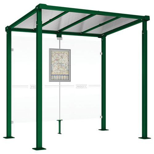 ABRI BUS MILAN 2.50 M SANS BARDAGES LATÉRAUX - VERT 6005 - PROCITY