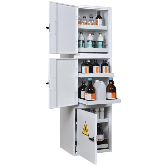 Armoire passive verticale multirisques COMBIMOVE - Réf NOVCMO 31950 - BIOLAB - 3 compartiments avec étagères coulissantes et bacs de rétention_0