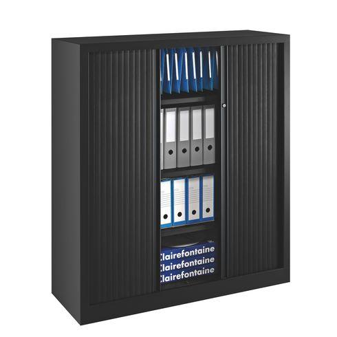 ARMOIRE À RIDEAUX MONOBLOC ECO-CONÇUE CLASSIQUE H 136 X L 120 CM NOIR