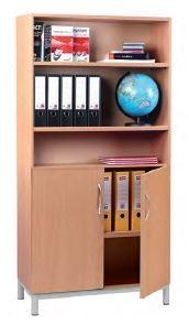 Bibliothèque scolaire 2 portes - 4 tablettes réglables - Mélaminé E1 - Garantie 10 ans_0