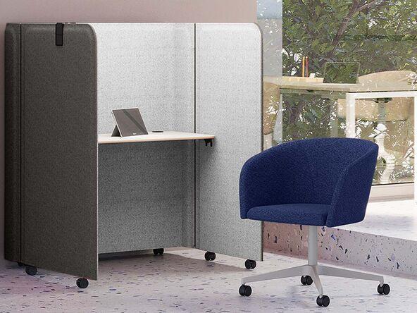 Bureau d'appoint mobile et rabattable avec cloisons acoustiques - Brainy Nowystyl_0
