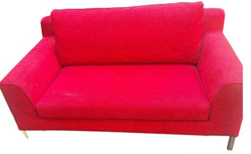 Canapé 2 places 160 cm - Tissu rouge d'occasion - Design élégant et confortable_0