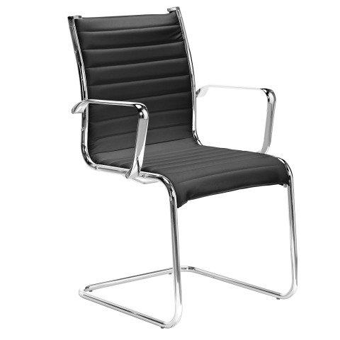 CHAISE VISITEUR ANDREA SIMILI CUIR NOIR