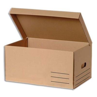 CONTENEUR A ARCHIVES OUVERTURE SUR LE DESSUS - CARTON RECOUVERT KRAFT BRUN - 56 X 37 X 26 CM - LOT DE 10