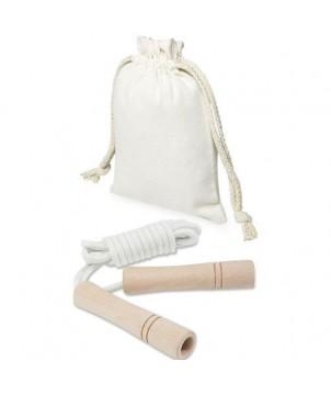 CORDE À SAUTER DENISE EN BOIS DANS UNE POCHETTE EN COTON - JEUX ET JOUETS PUBLICITAIRES PERSONNALISÉS