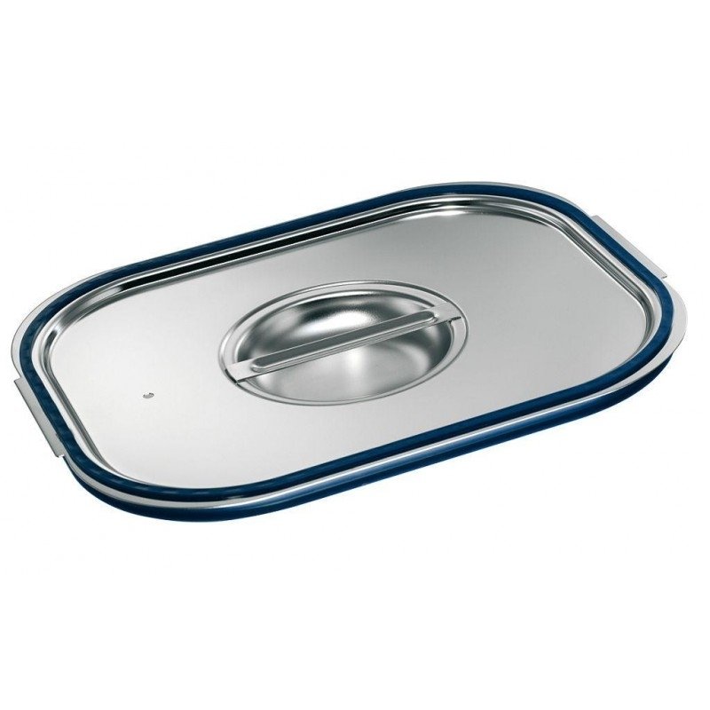 COUVERCLE EN ACIER INOXYDABLE BLANCO GN 2/3 AVEC JOINT MÉCANIQUE, POUR RÉCIPIENTS GASTRONORM AVEC POIGNÉES EN U