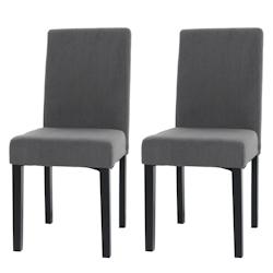 Décoshop26 - Lot de 2 chaises de salle à manger dossier haut en tissu velours côtelé gris foncé pieds en bois foncés 04_0007328 - gris 3000262060603_0