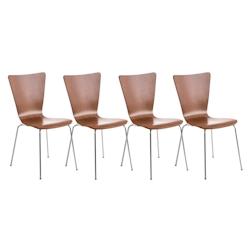 Décoshop26 - Lot de 4 chaises de cuisine salle à manger empilable en bois marron et structure stable à quatre pieds en métal 10_0003171 - marron 3_0
