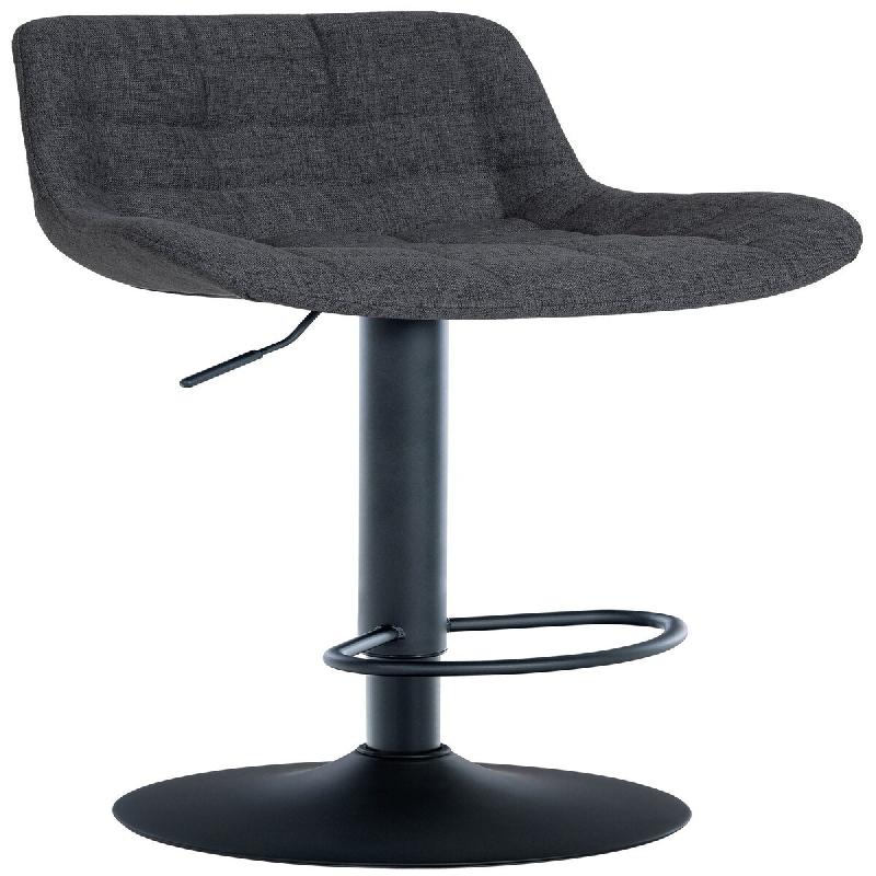 Décoshop26 - Tabouret de bar x1 structure métallique noir assise en tissu noir avec surpiqûres 10_0005450 - noir métal 3000252649818_0