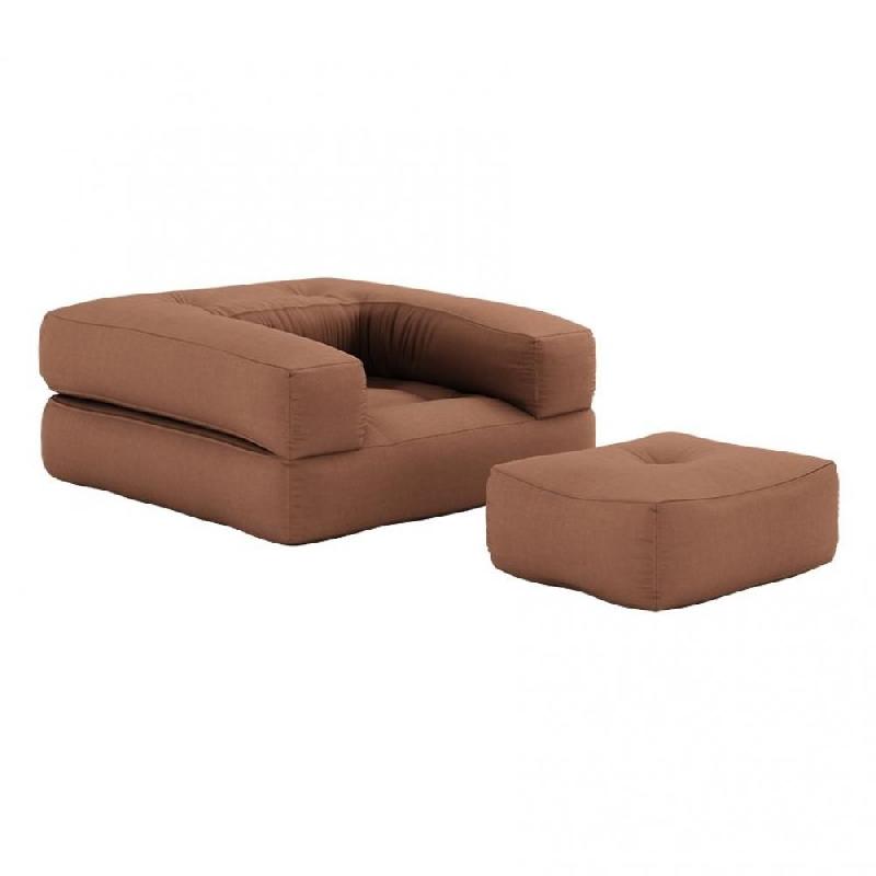 Fauteuil futon convertible Cube Chair - brun argile - matelas 90x190 cm - design et pratique_0