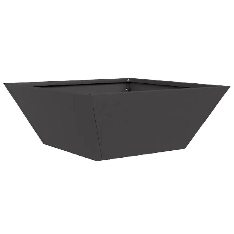 Helloshop26 - Cache-pot de jardin trapézoïdal moderne pour plantes 40 x 40 x 15 cm en acier laminé à froid noir 02_0052368 - noir métal 3000237379600_0