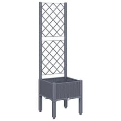 Helloshop26 - Jardinière bac lit surélevé plantes fleurs terrasse jardin avec treillis 40 x 40 x 142 cm PP gris 02_0038291 - 3000214164670_0