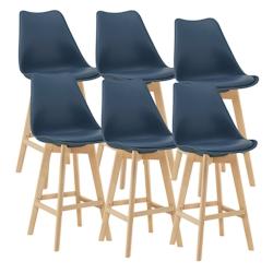 Helloshop26 - Lot de 6 tabourets de bar plastique synthétique hêtre 105 x 48 x 58 cm bleu 03_0008725 - 3001948682720_0