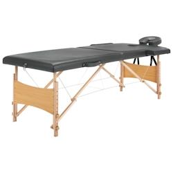 Helloshop26 - Table de massage avec 2 zones cadre en bois 186 x 68 cm gris 02_0001800 - 3000088861538_0
