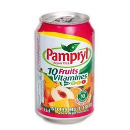 JUS DE FRUITS VITAMINé 10 FRUITS DE PAMPRYL - CANETTE DE 33 CL -