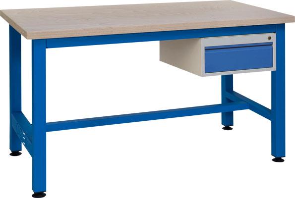 ETABLI CKS HÊTRE MULTIPLIS AVEC CAISSON 1 TIROIR 1200 X 750 MM 5015 BLEU - MANUTAN COLLECTIVITÉS