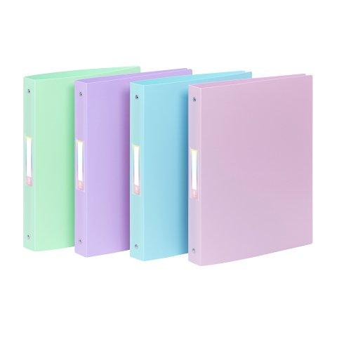 LOT DE 18 - CLASSEUR SOUPLE A4 MAXI - 4 ANNEAUX - DOS 4 CM - POLYPROPYLÈNE - RAINBOW PASTEL VIQUEL- COLORIS ASSORTIS