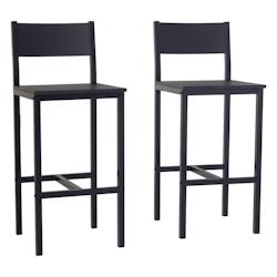 Lot de 2 tabourets noirs, modèle LIGNANO, modernes et confortables, hauteur d'assise 67 cm par Yelloo - 0805698369428_0