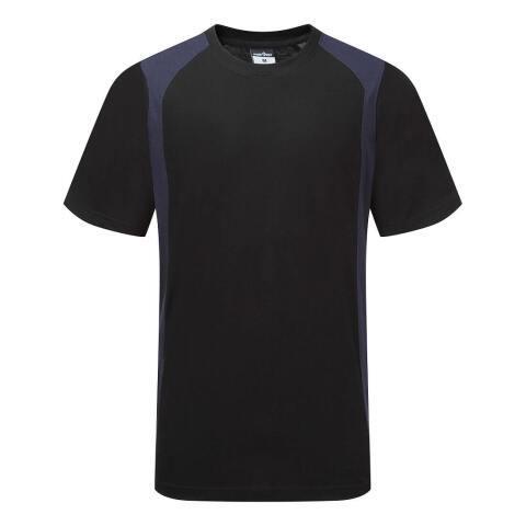 LOT DE 3 - PORTWEST CD811 T-SHIRT COTON LÉGER WX2 MANCHES COURTES NOIR/MARINE - TAILLE L