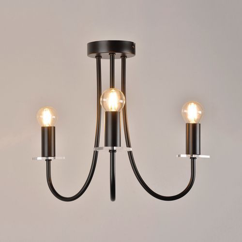 LUSTRE 3 LUMIÈRES EN MÉTAL PEINT NOIR - COREP