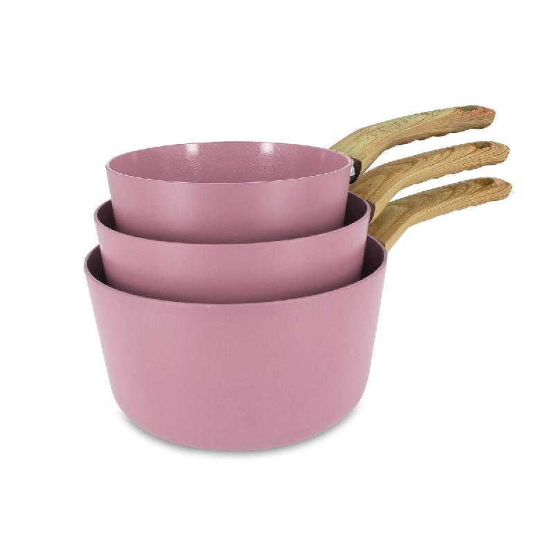 Menastyl - Set 3 casseroles lilas aluminium compatible induction 16/18 et 20cm - 3256391052365_0