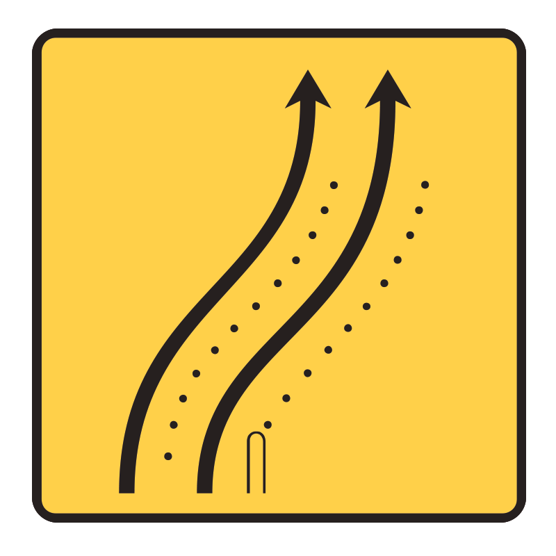 Panneau de voirie temporaire KD8 ex5 - Changement de chaussée ou de trajectoire sur deux voies_0