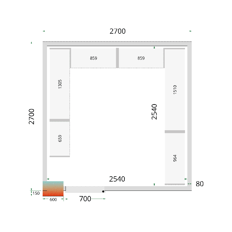Panneaux de chambre froide TEFCOLD - 80 mm - Isolation polyuréthane - Réf. CR 270x270x220_0