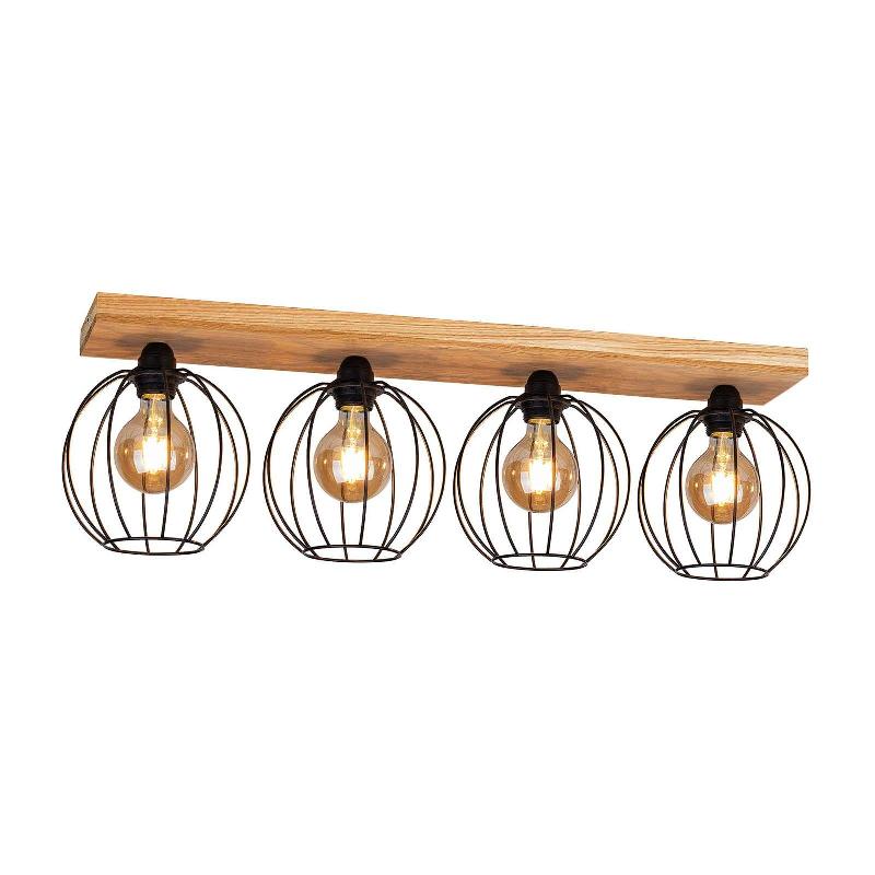 BRITOP PLAFONNIER DORETT, BOIS DE CHÊNE, À 4 LAMPES