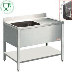 Plonge inox avec 1 cuve 600x500xh325 mm, 1 égouttoir à droite et t/i de 700 mm - L1411D_0