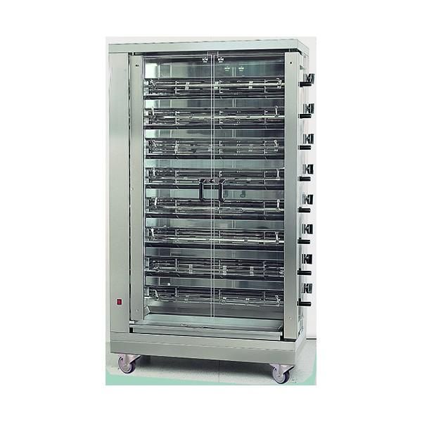 Rôtissoire électrique 8 broches - capacité 48 poulets - acier inox avec double-porte battantes vitrées_0