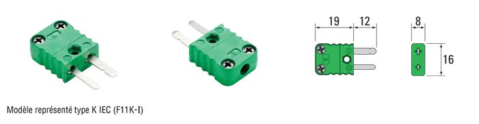 R20 - connecteur miniature pour thermocouple - thermoplastique 220°C max - type K, T, J, N, R/S, E, B_0