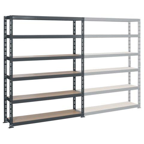 RAYONNAGE ARCHIV'ÉCO ÉLÉMENT DÉPART H 200 X L 150 X P 35 CM TÔLE D'ACIER GALVANISÉ SIMPLE ACCÈS