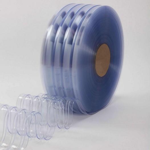 Rouleau 50m lanière PVC grand froid nervuré azuré bleu - 200mm x 6mm - Pour chambres froides et congélateurs_0