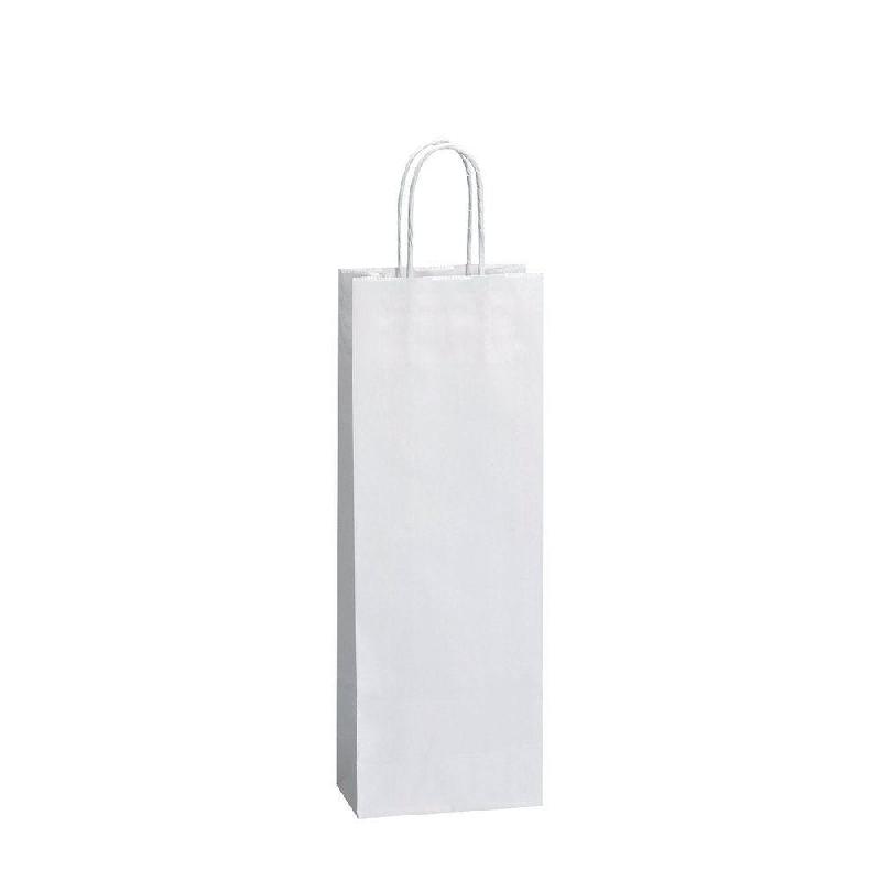 Sac 1 bouteille kraft blanc - poignées torsadées - 14x39+8,5cm - par 200_0