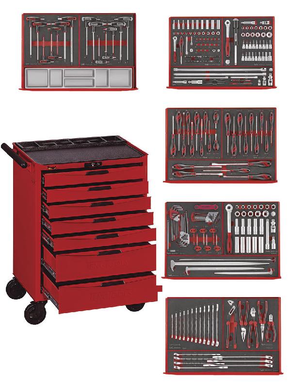 Servante rouge foam mini master set 7 tiroirs Teng Tools TCEMM385N_0