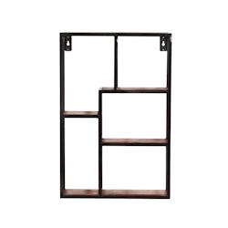 SIT Möbel Étagère murale | 4 étagères asymétriques | Bois de manguier naturel | Métal recyclé noir antique | L 40 x P 13 x H 60 cm - multicolo_0