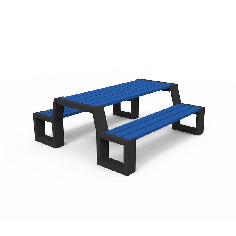 Table de pique-nique ARENA - largeur 1940 mm - Pieds noirs - STD OR-TPN-04 - Plastique recyclé - Kit de fixation inclus_0