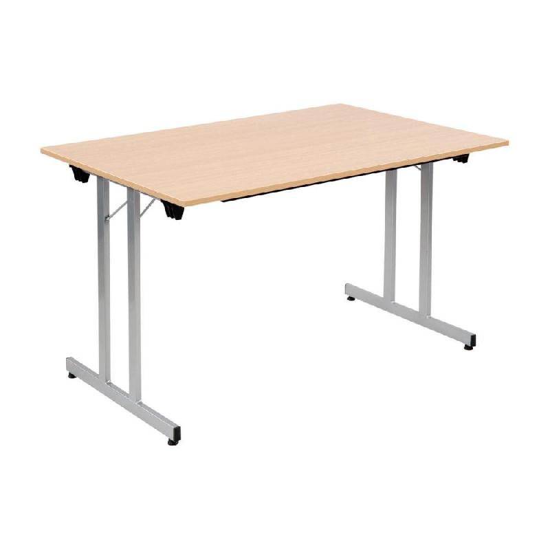 TABLE PLIANTE MULTIPLES USAGES RECTANGLE L. 120 X P. 80 CM  - CHENE PIEDS ALUMINIUM
