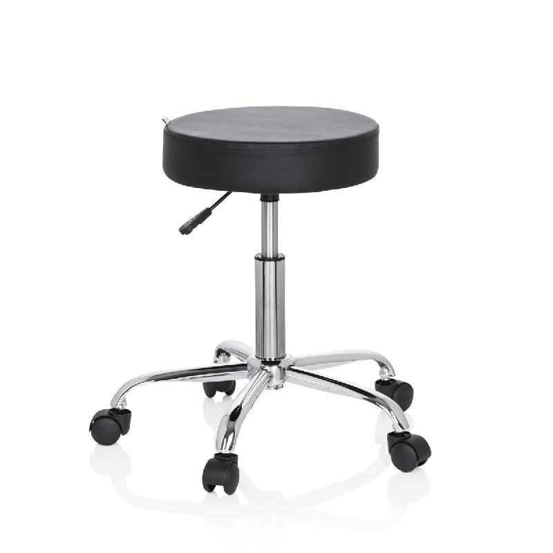 Tabouret / siège pivotant / siège technique OPERATOR II simili-cuir noir chrome hjh OFFICE - noir plastique 729410_0