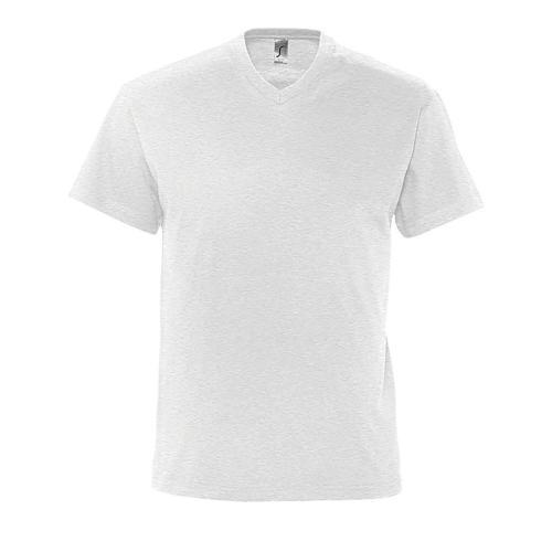 TEE-SHIRT PERSONNALISABLE COL V EN COTON BLANC CHINÉ