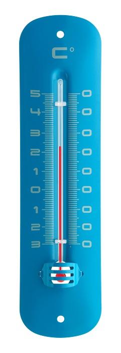 Thermomètre à liquide - Extérieur - Métal - Température -30°C à +50°C - Plaque bleue - Liquide rouge - #1206T_0