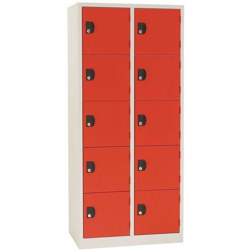 VESTIAIRE 10 CASES GRIS/ROUGE - L 800 - SERRURE À CLÉ - MANUTAN EXPERT