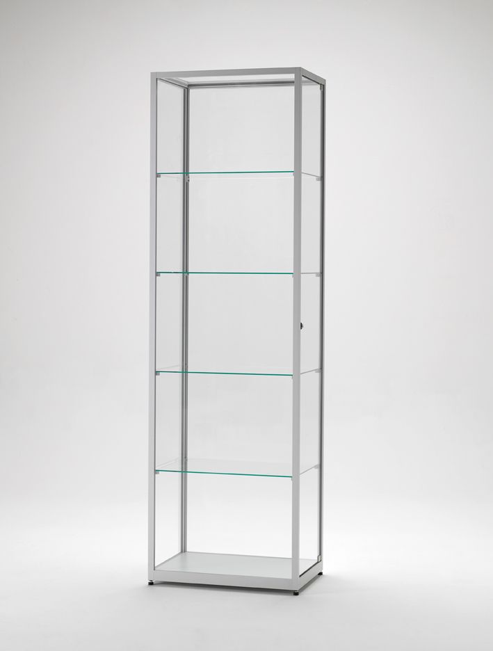 Vitrine haute l 60 cm ouverture latérale avec serrure et 4 étagères réglables_0