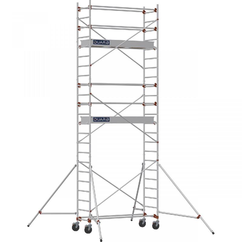 Échafaudage roulant aluminium AL 205 version standard - Hauteur de travail : 6,90 m - DUARIB - 613715_0