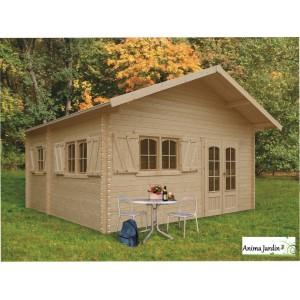 Abri de jardin en bois 40mm weekend - S8971 - sans plancher - 23,30m² habitables avec toiture 2 pentes et 4 pièces distinctes_0
