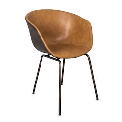Anticline Créations Fauteuil bicolore skai caramel / arrière chocolat L59 X P56 X H80.5 Assise H46 - marron fonte CS1244_0
