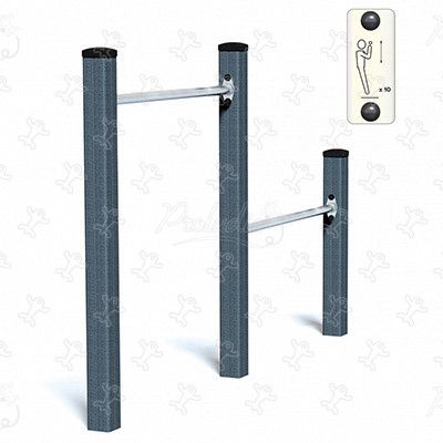 Barre fixe double Senior - Parcours de santé métal - Proludic - 2,30 m de largeur - JPS19-S-M_0